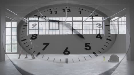 Animation-of-clock-ticking-over-warehouse