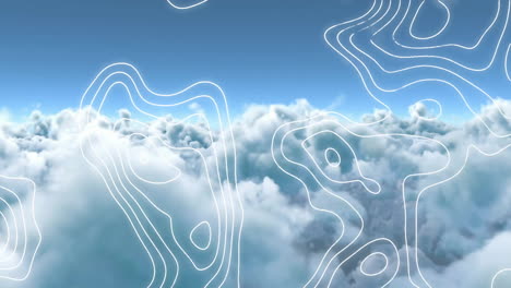 Animation-of-neon-network-of-connections-and-clouds-on-blue-background