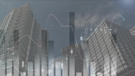 Animation-Der-Finanzdatenverarbeitung-über-Der-Stadt