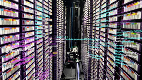 Animation-of-multicolored-computer-language-over-large-data-server-room