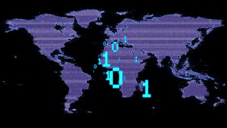 Animación-Del-Procesamiento-De-Datos-De-Codificación-Binaria-Sobre-El-Mapa-Mundial