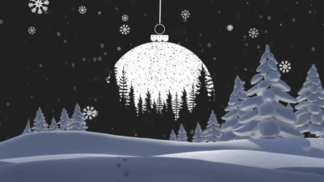 Animation-Der-Weihnachtskugeldekoration-über-Winterhintergrund