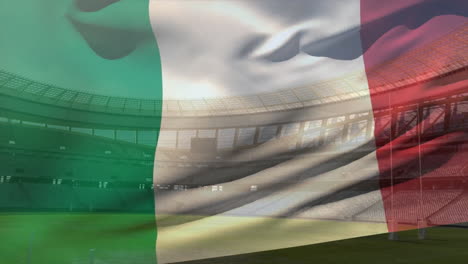 Animation-Der-Wehenden-Flagge-Italiens-über-Dem-Stadion