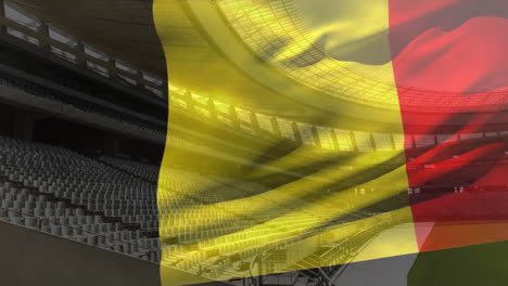 Animation-Der-Wehenden-Belgischen-Flagge-über-Dem-Stadion