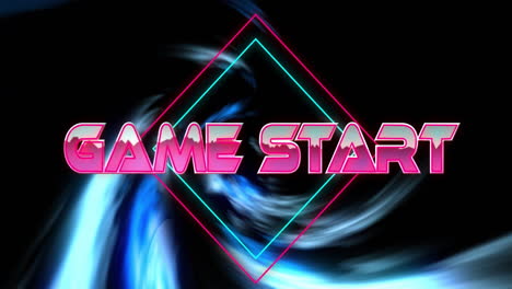Animation-of-game-start-text-over-colourful-vortex-on-black-background