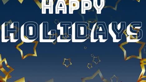 Animation-of-happy-holidays-text-over-stars-on-blue-background