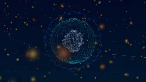 Animation-Von-Gelben-Lichtpunkten-über-Einem-Verbindungsnetzwerk-Mit-Globus