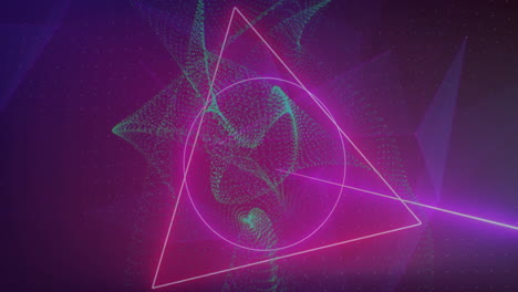 Animation-Eines-Verbindungsnetzwerks-Mit-Neonformen-Auf-Dunklem-Hintergrund