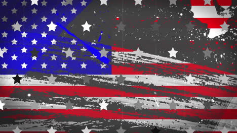 Animation-of-flag-of-usa-with-stars-on-black-background