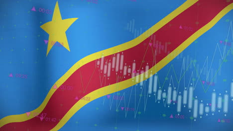 Animation-Von-Diagrammen-Zur-Datenverarbeitung-über-Der-Flagge-Der-Demokratischen-Republik-Kongo