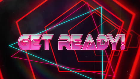 Animation-Des-„Get-Ready“-Textes-über-Einem-Neonmuster