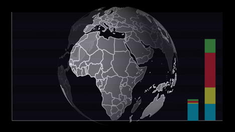 Animation-Eines-Sich-Drehenden-Globus-über-Diagrammen