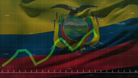 Animation-Der-Statistik-Und-Finanzdatenverarbeitung-über-Der-Flagge-Kolumbiens