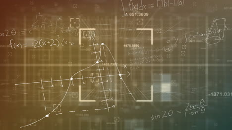 Animation-of-mathematical-equations-over-shapes-on-grey-background