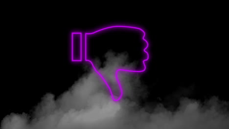 Animation-Von-Rosa-Neonsymbolen-über-Buntem-Rauch-Auf-Schwarzem-Hintergrund