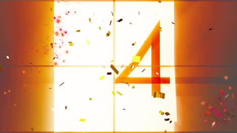 Animation-of-countdown,-confetti-falling-and-light-background