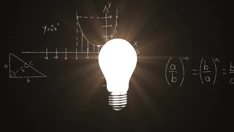 Animation-Einer-Leuchtenden-Glühbirne-über-Mathematischer-Datenverarbeitung