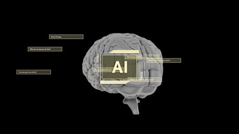 Animation-Des-Menschlichen-Gehirns-Und-Der-KI-Datenverarbeitung-Auf-Schwarzem-Hintergrund