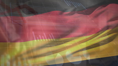 Animación-Del-Procesamiento-De-Datos-Financieros-Sobre-La-Bandera-De-Alemania