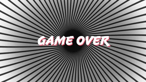 Animation-of-game-over-text-over-stripes-pattern