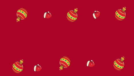 Animation-Von-Weihnachtlichem-Muster-Und-Kopierraum-Auf-Rotem-Hintergrund