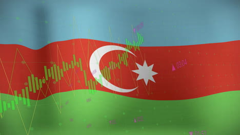 Animation-Von-Diagrammen-Zur-Datenverarbeitung-über-Der-Flagge-Aserbaidschans