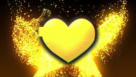 Animation-Des-Herz-Emoji-Symbols-über-Leuchtenden-Lichtern-Auf-Dunklem-Hintergrund