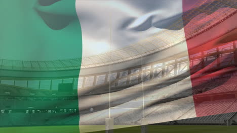 Animation-Der-Wehenden-Flagge-Italiens-über-Dem-Stadion