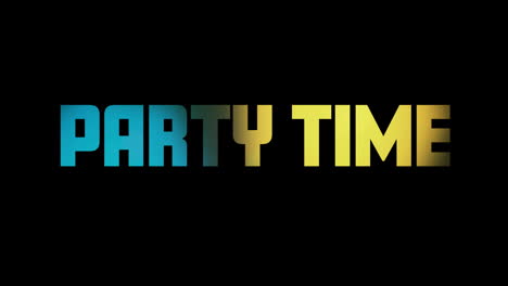 Animation-of-party-time-text-and-flickering-lights-on-black-background