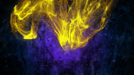 Animation-of-yellow-mesh-with-connections-over-purple-background