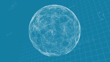 Animation-Eines-Globalen-Netzwerks-Von-Verbindungen-über-Mathematische-Formeln-Auf-Blauem-Gitter