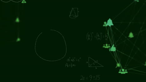 Animation-Eines-Netzwerks-Aus-Personen-Und-Mediensymbolen-über-Mathematischen-Gleichungen-Auf-Einer-Tafel