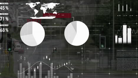 Animation-Der-Verarbeitung-Finanzieller-Daten-über-Raster-Und-Dunklem-Hintergrund