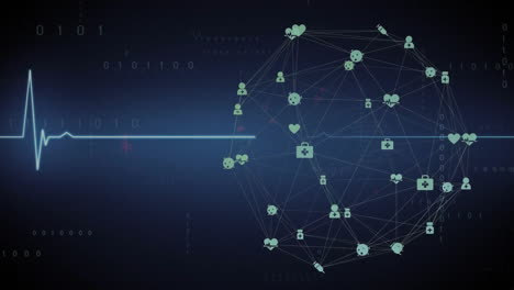 Animation-of-network-with-icons-over-globe
