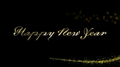Animation-of-happy-new-year-text-over-glowing-light-trails-on-black-background