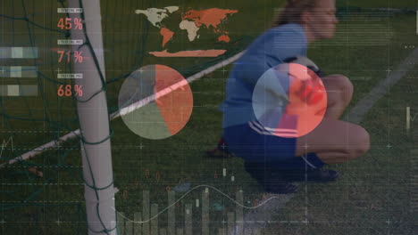 Animation-Der-Verarbeitung-Finanzieller-Daten-über-Einer-Kaukasischen-Fußballtorhüterin