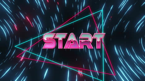Animation-of-start-text-over-neon-pattern-background