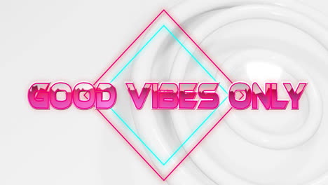 Animation-of-good-vibes-only-text-over-circles-on-white-background