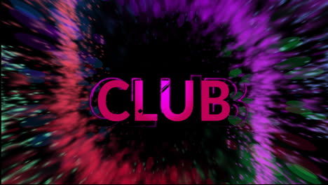 Animation-of-pink-club-text-and-light-trails-on-black-background