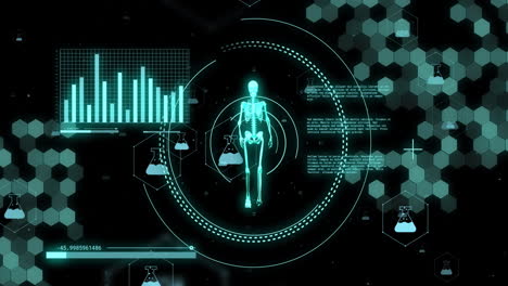 Animation-Des-Endoskop-Scannens-Und-Der-Datenverarbeitung-Mit-Einem-Menschlichen-Skelettmodell-Auf-Schwarzem-Hintergrund
