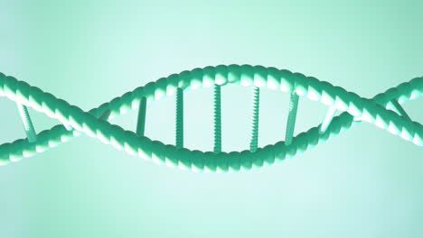 Animation-of-dna-strand-spinning-with-copy-space-over-green-background