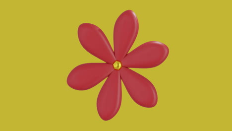 Animation-of-chinese-red-flower-with-copy-space-on-yellow-background