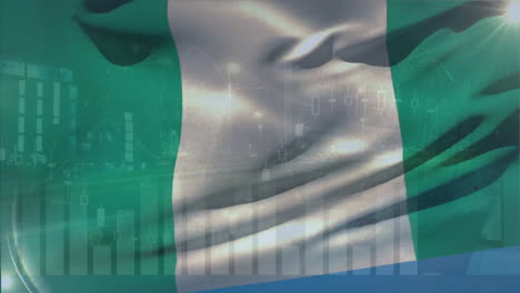 Animation-of-financial-data-processing-over-flag-of-nigeria
