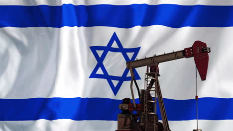 Animation-Einer-Ölbohrinsel-über-Der-Flagge-Israels