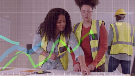 Animation-of-data-processing-over-diverse-engineers-in-hi-vis-vests