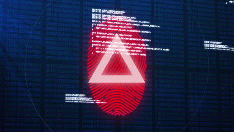 Animation-of-data-processing-over-biometric-fingerprint-on-dark-background