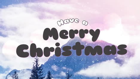 Animation-of-have-a-merry-christmas-text-and-snow-falling-over-winter-scenery