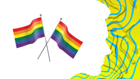 Animation-Eines-Männlichen-Profils-Und-Regenbogenfahnen-Auf-Grünem-Hintergrund