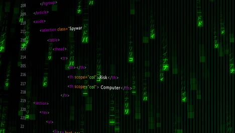 Animation-Der-Binären-Kodierung-Und-Datenverarbeitung-Auf-Schwarzem-Hintergrund
