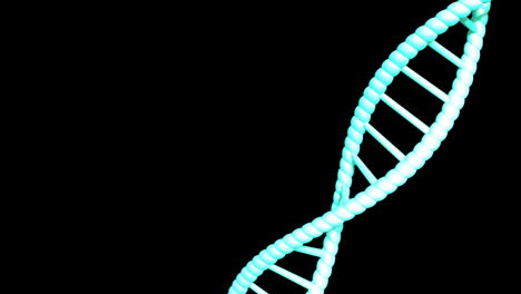 Animation-of-dna-strand-spinning-with-copy-space-over-black-background